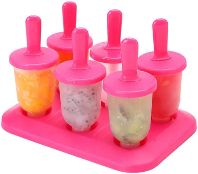 6Pcs Ice Cream Popsicle Molds Baking Tools Rectangle Shaped Reusable