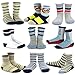 TeeHee Little Girls Boys Toddler Unisex Cotton Crew Socks 9 Pair Gift Box (6-8 Years, Vintage_Boy)
