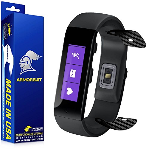 ArmorSuit MilitaryShield - Microsoft Band Large (4M5-00003) Battery Covers ONLY Black Carbon Fiber Skin Protector with Lifetime Replacements