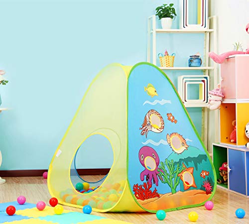 PLAY 10 Kids Pop up Ball Pit Tent with Ball Shooting and Sticky Balls Design,Including 50 Pit Balls and 3 Sticky Balls - Thumbnail 3