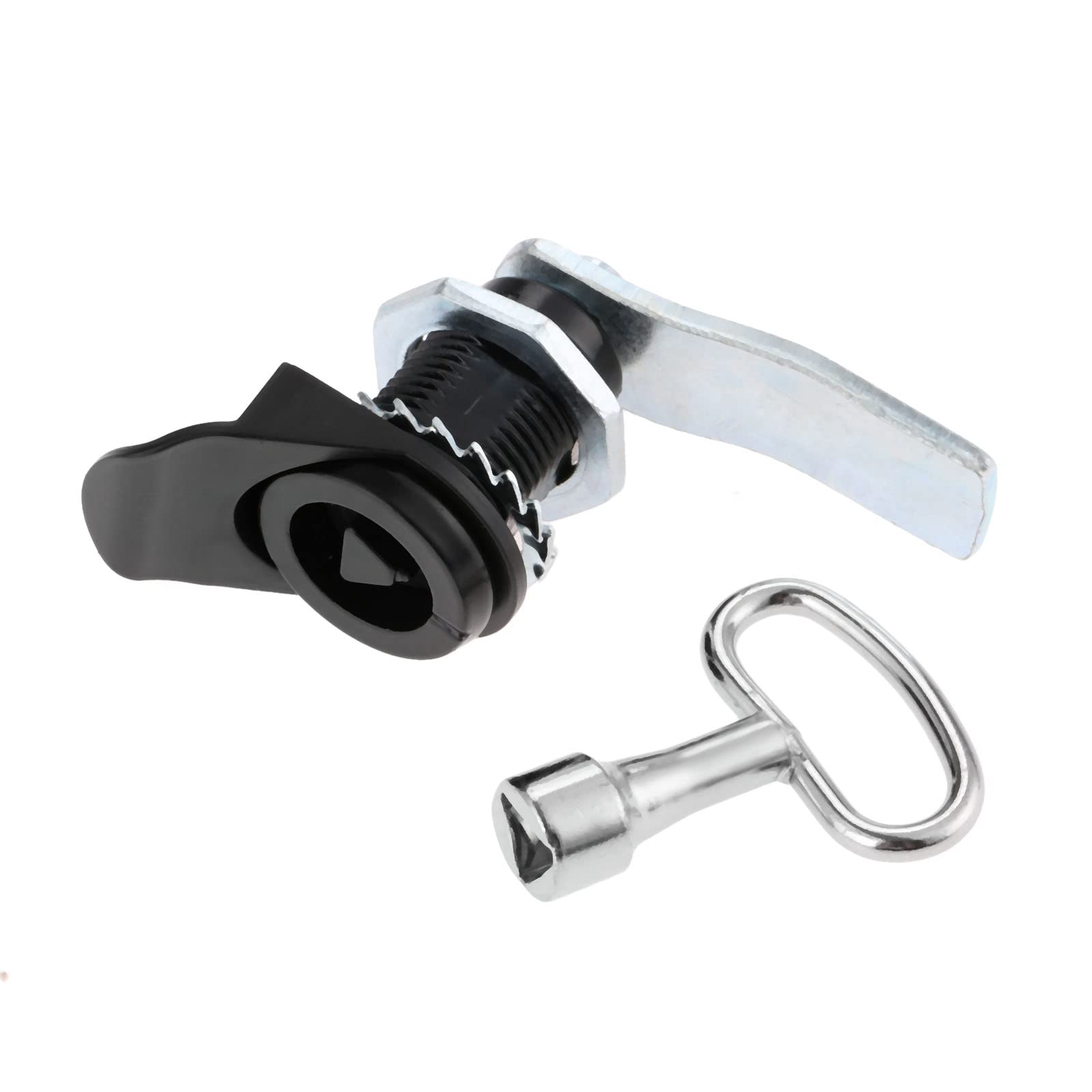 Hicello Black Cylinder Tubular Cam Lock Ø22mm x 25mm Barrel 90 Degree with Key for Residential Mail Box Lift Cabinet Loft Latch Utilties Infrastructure Triangle Tubular Cam Lock
