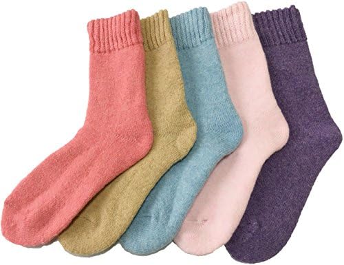 5 Pairs Women Thick Winter Soft Comfortable Warm Wool Casual Crew Socks