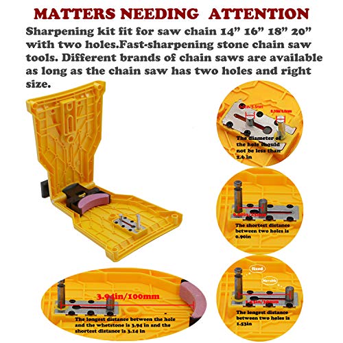 CZS Chainsaw Sharpener Bar-Mount Chain saw Teeth Sharpening Tool Kit Fast-Sharpening Stone for Saw Chain with Two Holes (One Extra Whetstone)