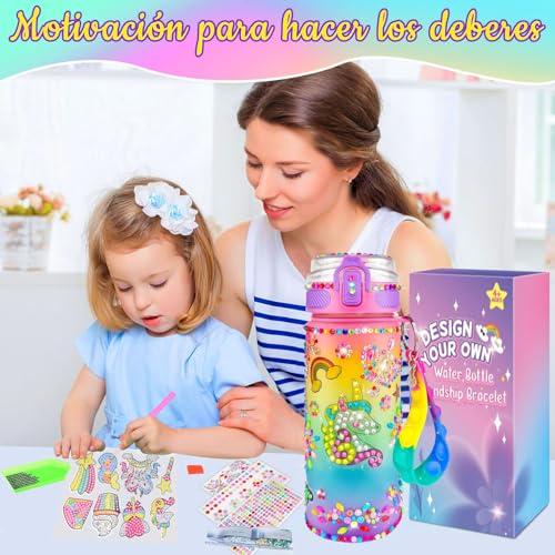 Kit de Manualidades para Niñas Juguetes para Niñas 4-12 Años, Regalo Niña el Día del Niño, Diamond Painting para Niños de Botella Agua DIY, Regalos para Niña Cumpleaños de 5 6 7 8 9 10 11 12 Años