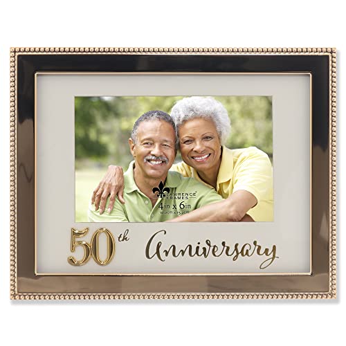 4x6 Gold Beaded Metal 50th Anniversary Picture Frame