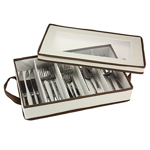 Household Essentials Flatware Storage Chest with Separate Serving