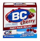 BC Powder | Fast Pain Relief | Aspirin (NSAID) & Caffeine | Cherry | 24 CT | 2 Pack