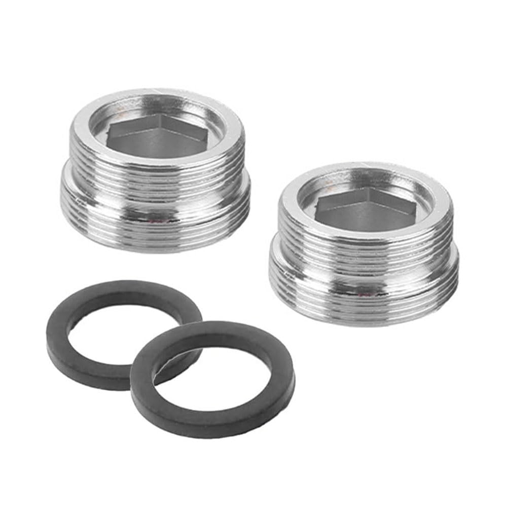 2Pcs Faucet Aerator Adapter Durable Metal Faucet Adaptor Replacement Thread Tap Aerator Connector 22mm to 24mm Metal Adaptor Suitable for Bathroom and Kitchen