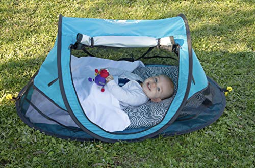 Early Tackler Bunji 209 Portable Beach Pop Up Tent for Babies UPF 50+ Lightweight Outdoor Travel Bed with Sleeping Pad and Blanket
