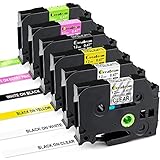 Greateam Compatible Label Tape Replacement for Brother TZe P-Touch Tape 12mm 0.47" TZe-231 TZe-631 TZe-335 TZe-131 TZe-MQP35/MQG35, Use for Brother Label Maker PTD210 PTH110 PTD600 PTD400, 6-PK