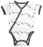 L'ovedbaby Unisex Baby Organic Cotton Short-Sleeve Kimono Bodysuit (0-3 Months, Gray Stars)