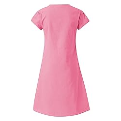 Women's Summer Cotton Linen Dress Loose V-Neck