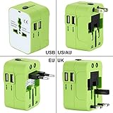 International Travel Adapter,Wacye Universal World Power Adapter Converter AC Power Plug Adapter for Europe USA UK AUS Asia (Green,2 USB)