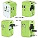 International Travel Power Adapter Kit,Wacye Universal World Power Adapter Converter AC Power Plug Adapter for Europe USA UK AUS Asia (Green,2 USB)