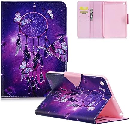 iPad Mini 2/3 Case Purple, Apple iPad Mini Slim-Fit Folio Smart Case Cover with [Magnetic Closure] [Cards Slots] Auto Sleep/Wake for Apple iPad Mini 1st, 2nd and 3rd Gen, Purple Dream Catcher