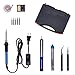 Full Set 60W Adjustable Temperature ON/OFF Switch Welding Soldering Iron Kit with Solder Sucker,Desoldering Wick, Solder Wire, Anti-static Tweezers and Stand with Cleaning Sponge