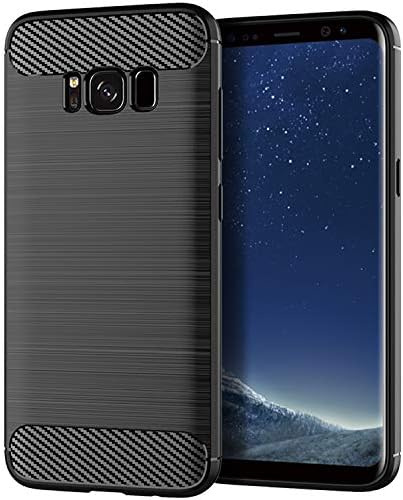 TNSO Case Compatible with Samsung Galaxy S8 Plus case with Carbon Fiber Brushed Silicone (Black)