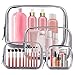 4PCS Clear Makeup Bag, TSA Approved Transparent Travel Toiletry Bag, Waterproof PVC Cosmetic Pouch Organizer, Quart Size Zipper Wash Bags Carry-on Luggage for Women Men Vacation Bathroo