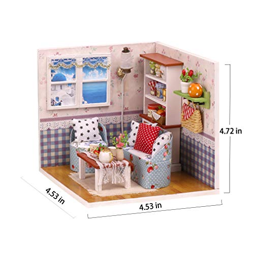 CONTINUELOVE DIY Miniatur-Puppenhaus-Kit - Holz-Miniatur-Puppenhaus-Modell-Kit - mit Möbeln, sprachaktivierten Lichtern… – Bild 3