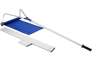 SPORFIT Snow Roof Rake, 5.9-21Ft Extendable Ice Rake for House Roof with Wheels, Oxford Fabric Slide & Non-Slip Handle, Light