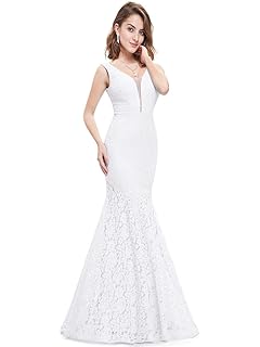 Ever-Pretty Vestido Largo de cóctel con Cola de pez con Cuello en V para Mujer 08838