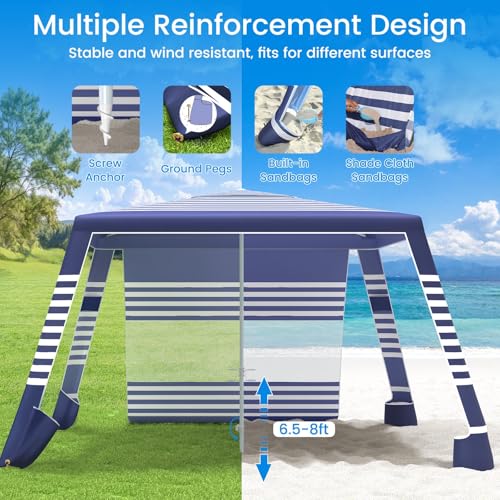 MoKo Beach Cabana 8x8 Sun Shelter Tent with UPF 50+ Protection, Removable Walls, Wind Resistant image 22