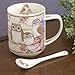 Bits and Pieces - 10 OZ Owl Mug with Teaspoon - Coffee and Tea Mug Comes in Beautiful Gift Box