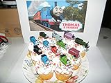 Thomas the Tank Engine Deluxe Cake Toppers Cupcake Decorations Set of 14 with 12 Figures and 2 Train ToyRings featuring Thomas, Rosie, Bus Bertie, James and More!