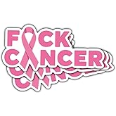 3 Pcs Fuck Cancer Pink Ribbon Sticker, Breast Cancer Awareness Ribbon Sticker, Pink Ribbon Breast Cancer Sticker 3 Inches for Laptop Water Bottle Phone Car Window Helmet Kindles Tumbler