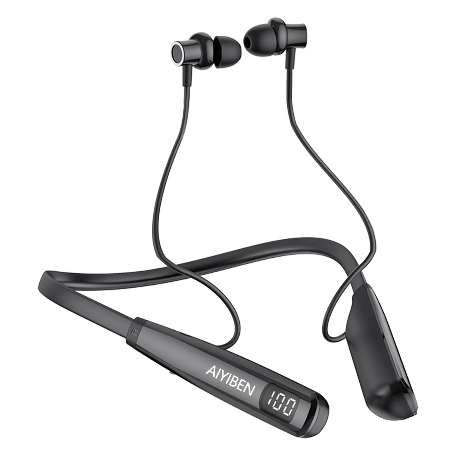 Photo 1 of AIYIBEN Neckband Bluetooth Headphone with LED Power, Neckband Headphones 100 Hours Playtime, in-Ear Bluetooth Headphone with Microphone for Running and Exercising in The Gym (Y10)