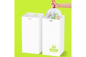 KAIFERTY 30 Gallon Disposable Trash Cans for Parties, 2 Pack Extra Large Portable Trash Can White Pop Up Trash Cans Bin, Recycle Collapsible Garbage Can Bins for Party Kitchen Camping Trash Can