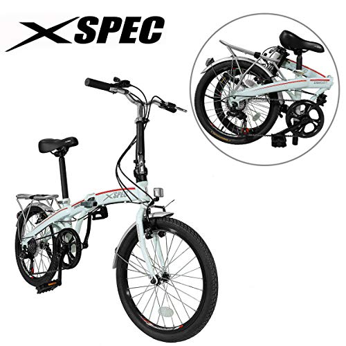 Xspec 20″ 7 Speed City Folding Mini Compact Bike Bicycle Urban Commuter, White
