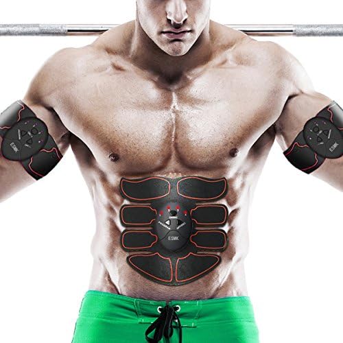 ESMK ABS Stimulator Portable Ultimate Abs Stimulator Abdominal Muscle Toner Unisex Massage Toning Belt for Abdomen/Arm/Leg Training - red