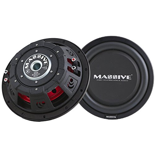 Massive Audio UFO12, 12 Inch Shallow Subwoofer - High Powered 600 Watt Shallow Mount Subwoofer, 3 inch Voice Coil and Dual 4 Ohm. Thinnest Car Subwoofer with a Clean Deep Bass Sound! Sold Individually