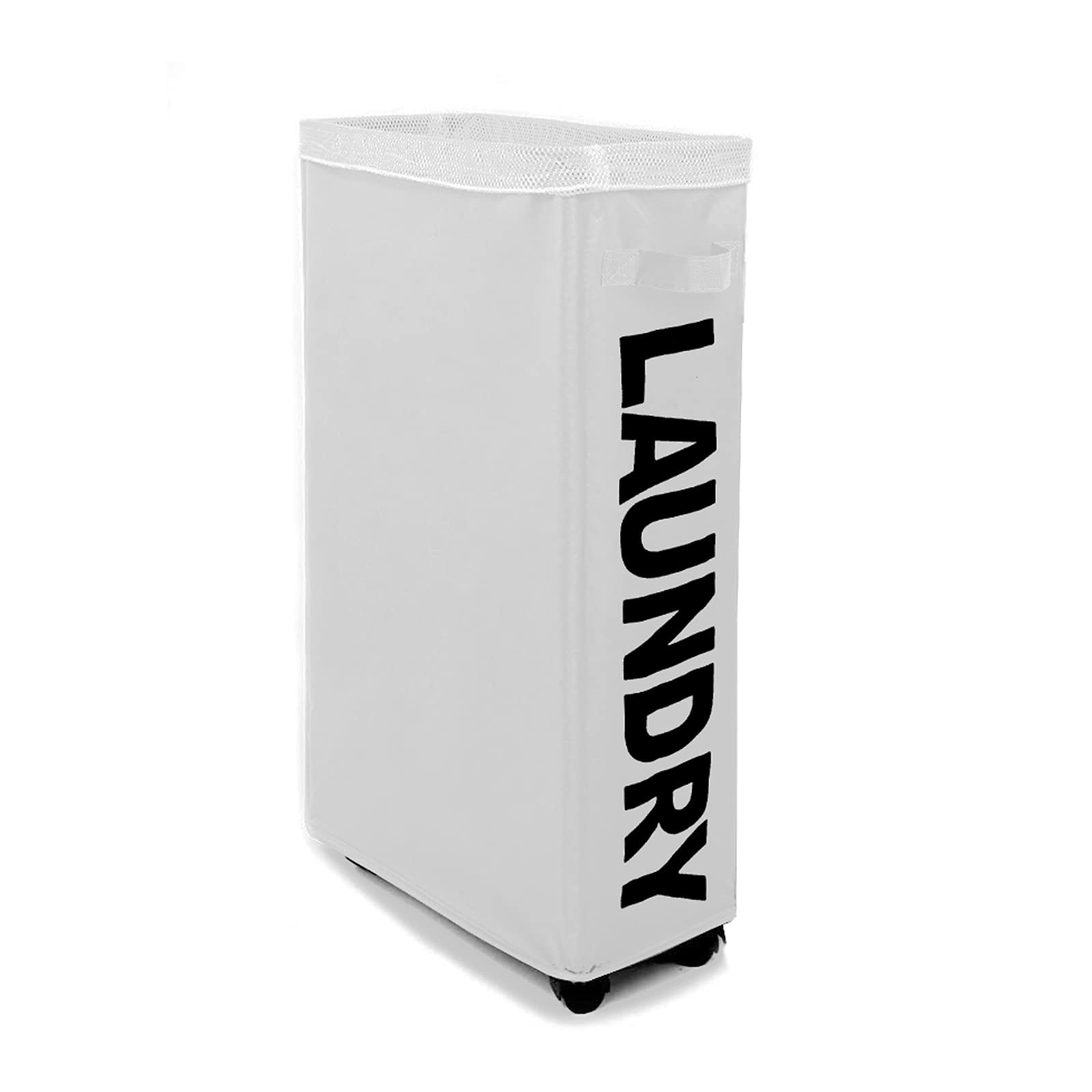 IHOMAGIC 62L Laundry Baskets Wheels, Tall Thin Laundry Hamper with Removable Mesh Laundry Bags – Foldable Dirty Clothes Bag Handles, Portable Storage Bin for Narrow Space, Corners (Light Gray)