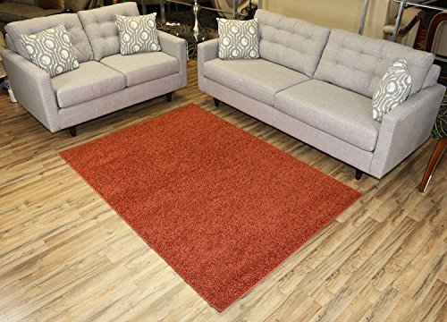 RugStylesOnline, Shaggy Collection Shag Area Rugs, 5'x7' - Burnt Orange