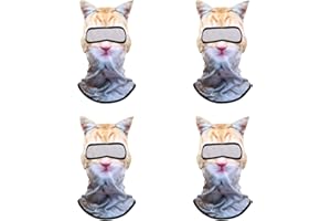 4PCS Cat Ski Mask Shiesty Men Balaclava, Funny Dog Animal Face 3D Printed Furry Cute Skimask Pack Kitty Ears for Adults
