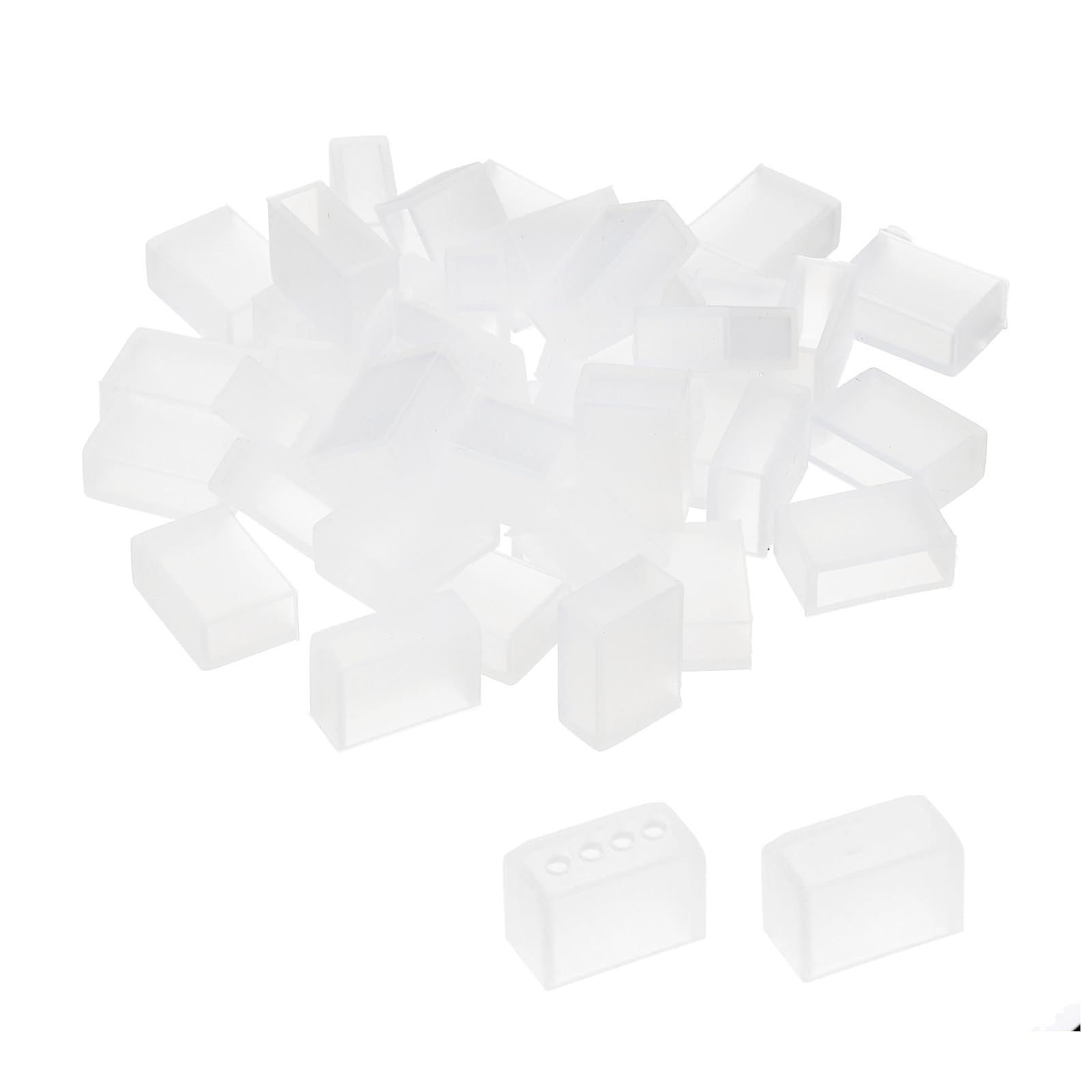 PATIKIL Silicone End Cap Plug Cover for Strip Light, 80 Pack IP67 Waterproof Fit 5050 10mm Wide LED Strip Light, 2 Styles (Non Hole and 4 Holes)
