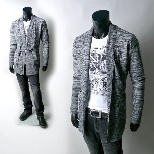 Amazon Co Jp メンズ Spinash むら柄ニットカーディガンアンサンブル グレー Llサイズ グレー 服 ファッション小物