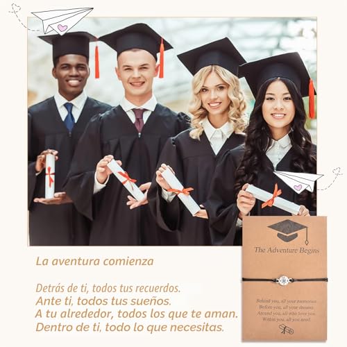 YELUWA 10/20 Pcs Graduation Gift For Him/Her, 2025 College Master Doctor Collège Graduation Bracelet Adjustable Adventure Begins Compass Bracelet For Colleagues Class Friend Son Daughter Girl