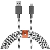 Native Union Belt Cable XL USB-C to USB-A - 10ft Ultra-Strong Charging Cable with Leather Strap for Samsung Galaxy Note 9 / S9, Sony XZ, LG V20 / G7, HTC 10 / U12+, Google Pixel 2/3 and More (Zebra)