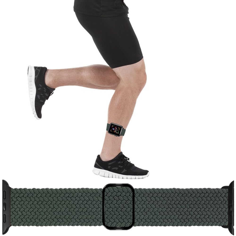 JEMACHE Arm/Ankle Band for Apple Watch 49/46/45/44mm iWatch Series Ultra 10 9 8 7 6 5 4 SE Strap, Unisex Sport Stretchy Watch Armband/Ankleband (Green)