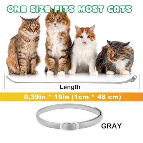 Collar for cats, 4 Packs Adjustable Pheromone Collars, para Gatos, Pack de 4 en Gris, Ajustable y Resistente al Agua para Gatos, Collar Protector Natural.