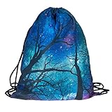 Ababalaya 3D Print Drawstring Backpack Rucksack Shoulder Bags Gym Bag, Star