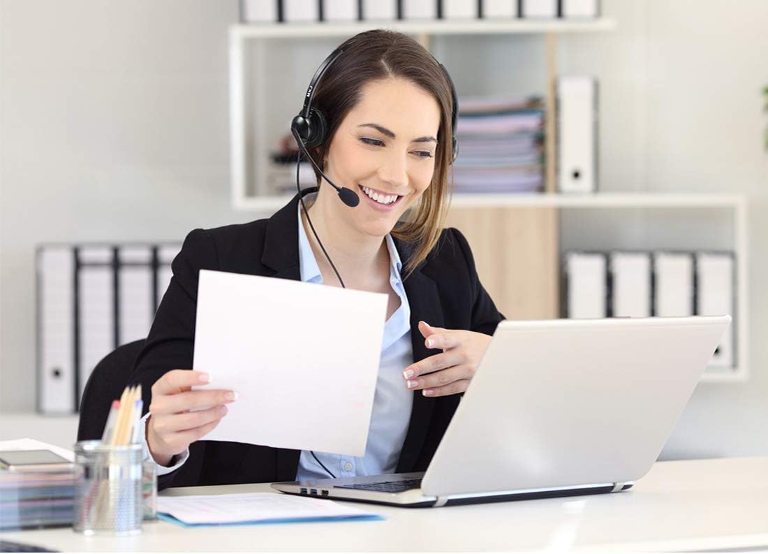 MKJ Phone Headset for Microphone Noise Canceling Wired RJ9 Telephone Headset for Office Phone Compatible with Avaya Polycom Aastra Fanvil - Image 4