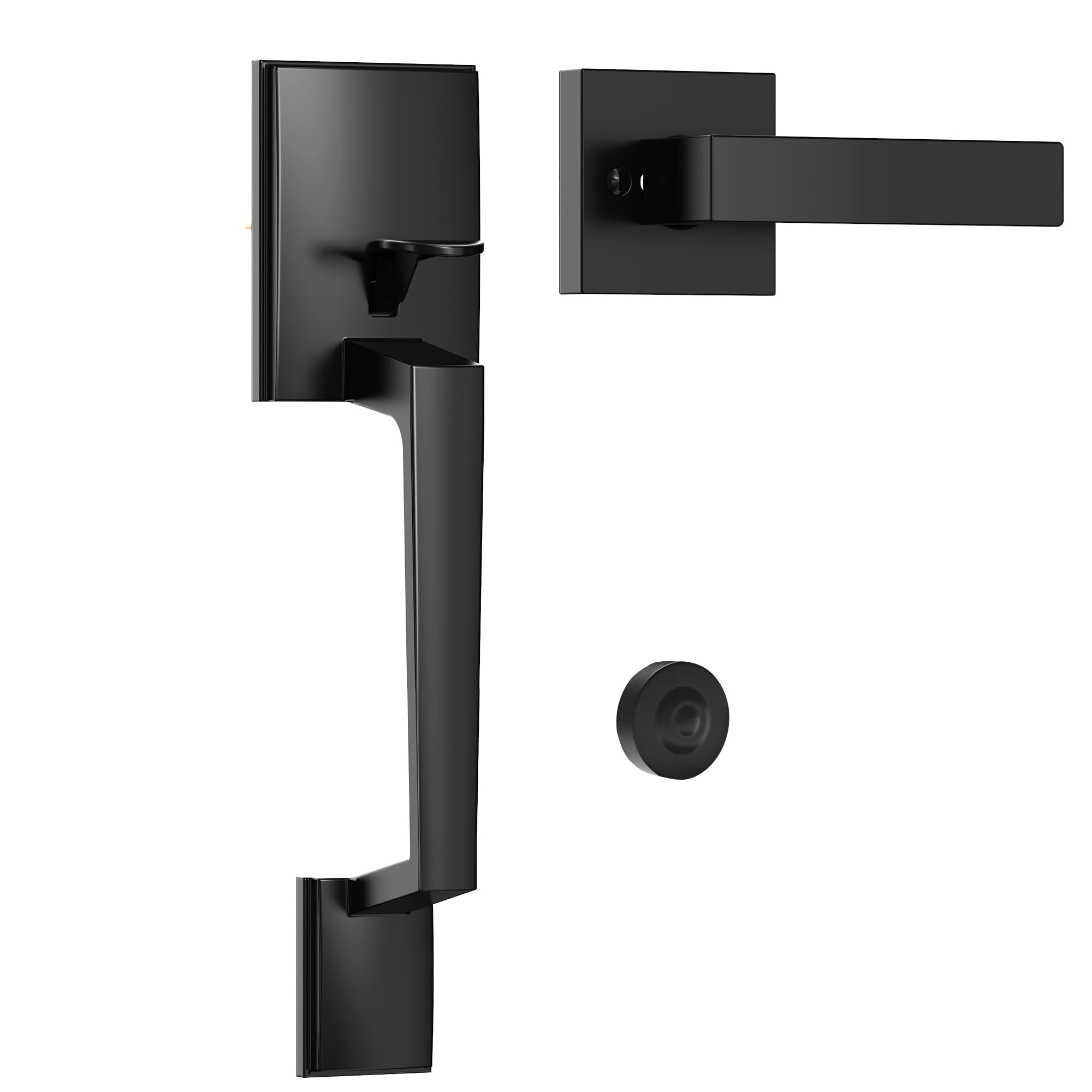 Photo 1 of Kolet Front Door Handle, Handle Set with No Lock, Exterior Entry Door Handle, Heavy Duty Zinc Alloy, Reversible for Right & Left Opening, Deadbolt Not Included, Matte Black
