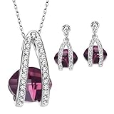 Neoglory Jewelry Crystal Made with Swarovski Elements Bridal Set Pendant Necklace Drop Earrings 17