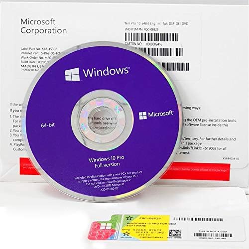 Microsoft Windows 10 Pro 64 bit OEM DVD - English - DVD