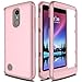 LG K20 Plus Case, LG K20 V Case, LG Grace LTE Case, LG Harmony Case AMENQ 3 in 1 Heavy Duty Absorb Impact Touch Silicone Rubber Smooth PC Protection Cover for LG K10 2017 (Matte Rose)