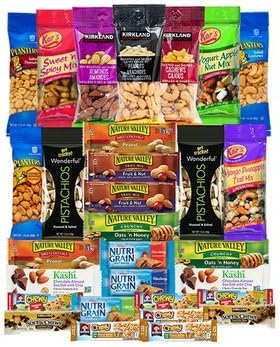 Healthy Mixed Bars &amp; Nuts Snacks Gift Pack Raw &amp; Delicious Nuts &amp; Bars Party Mix, Crunchy &amp; Nutritional Variety Nuts, Almonds, Cashews, Peanuts Variety Pack Bulk Care Package 30 Count